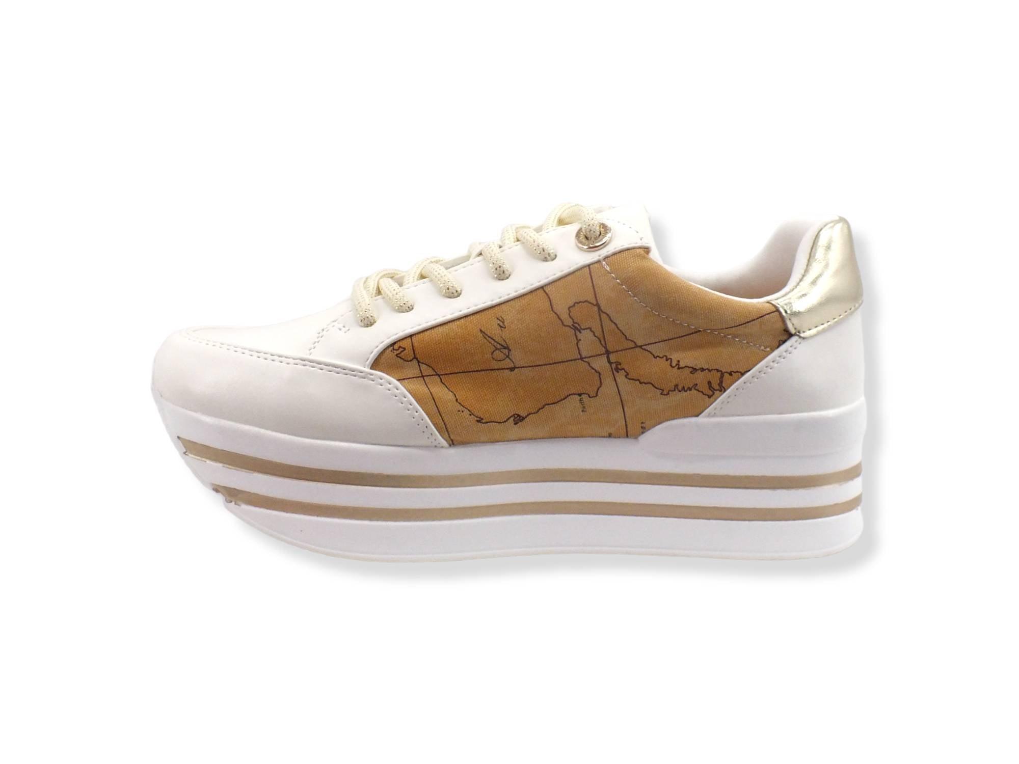 ALVIERO MARTINI 1° CLASSE Sneaker Running Platform Geo Retro Gold White N0274-430C - Sandrini Calzature e Abbigliamento