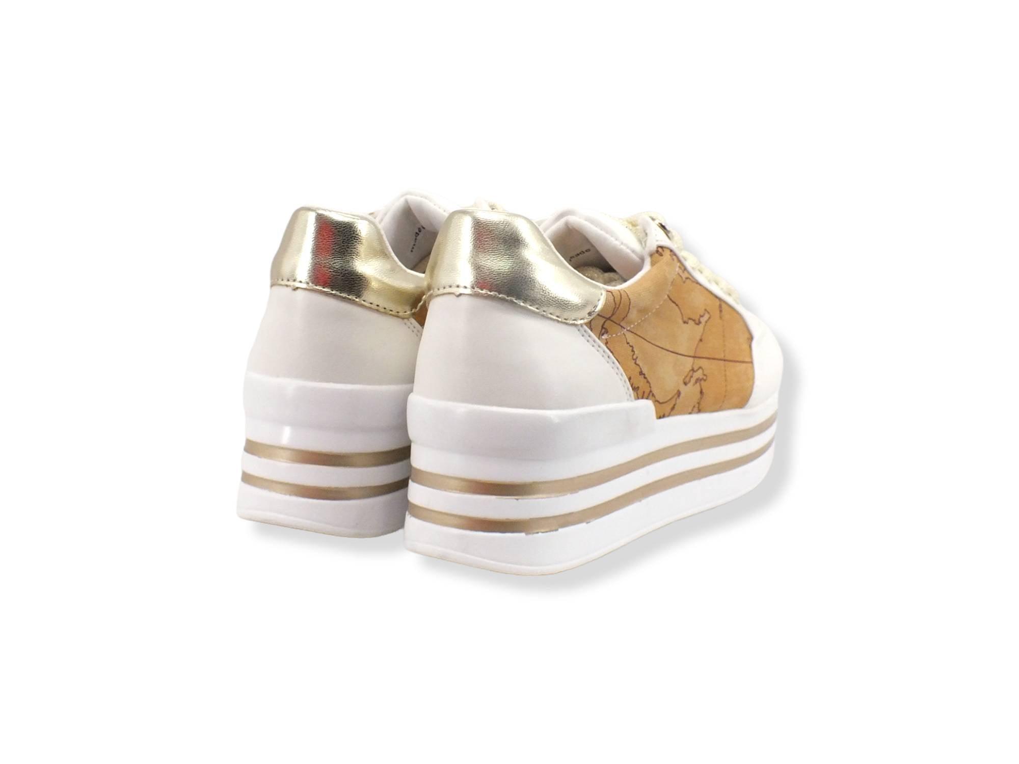 ALVIERO MARTINI 1° CLASSE Sneaker Running Platform Geo Retro Gold White N0274-430C - Sandrini Calzature e Abbigliamento