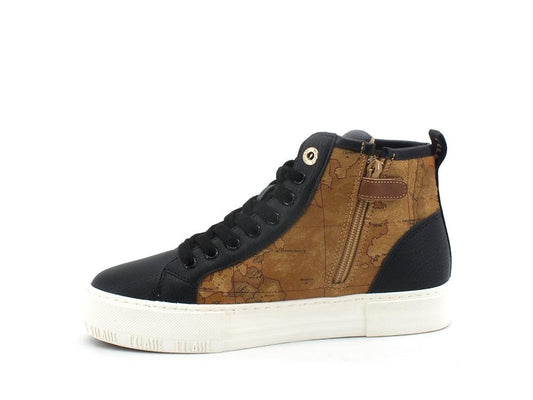 ALVIERO MARTINI 1A CLASSE Sneaker Platform Hi Black Geo Beige N0983-0208 - Sandrini Calzature e Abbigliamento