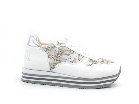 ALVIERO MARTINI 1A CLASSE Sneaker Running Donna Geo Lamè White Safari N0562-0558 - Sandrini Calzature e Abbigliamento