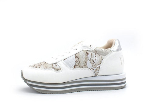 ALVIERO MARTINI 1A CLASSE Sneaker Running Donna Geo Lamè White Safari N0562-0558 - Sandrini Calzature e Abbigliamento