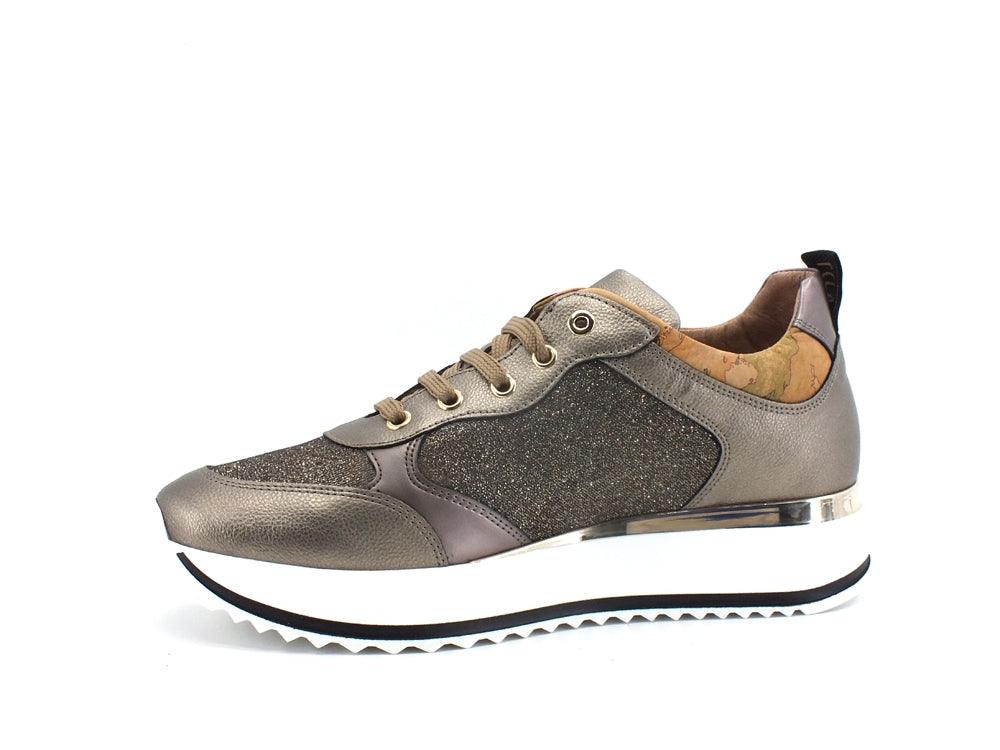 ALVIERO MARTINI 1A CLASSSE Sneaker Lurex Pelle Geo Taupe N1019-1131 - Sandrini Calzature e Abbigliamento