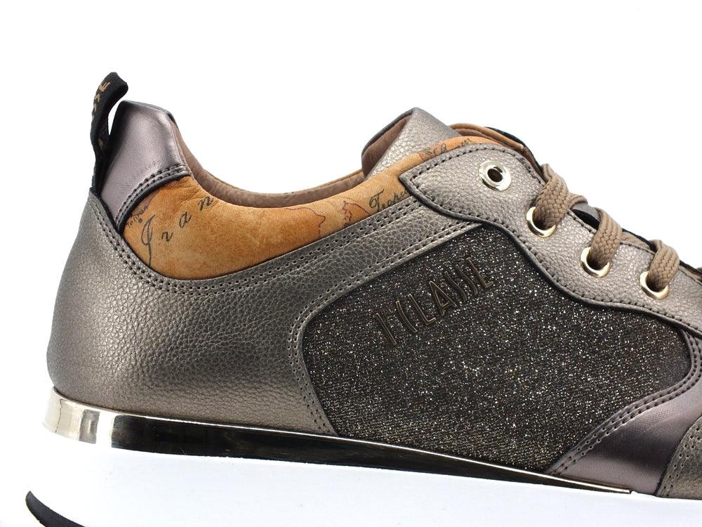 ALVIERO MARTINI 1A CLASSSE Sneaker Lurex Pelle Geo Taupe N1019-1131 - Sandrini Calzature e Abbigliamento