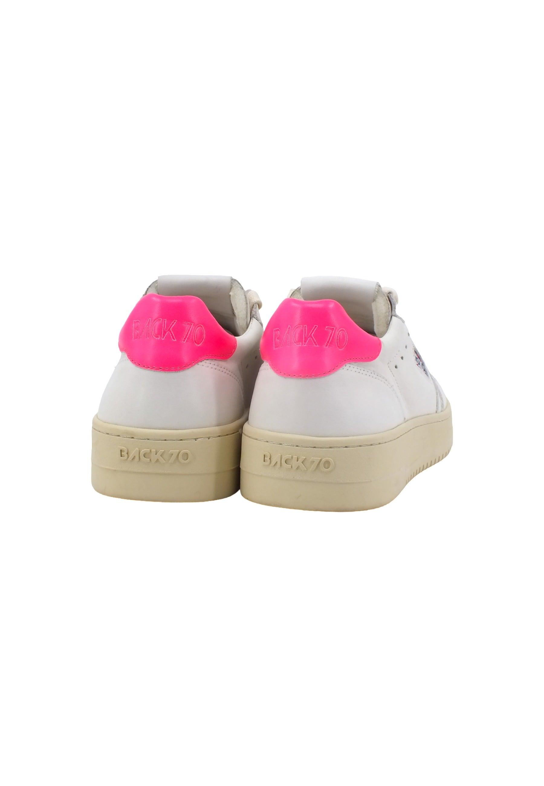 BACK70 Sneaker Donna White Flune Fuxia 108001 - Sandrini Calzature e Abbigliamento