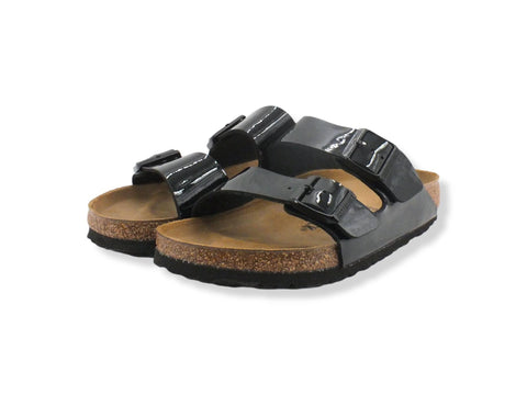 BIRKENSTOCK Arizona Ciabatta Due Fibbie Donna Black Patent Lucida 1005291 - Sandrini Calzature e Abbigliamento