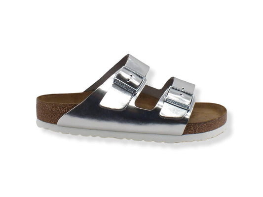 BIRKENSTOCK Arizona Ciabatta Fibbie Donna Metallic Silver 1005960 - Sandrini Calzature e Abbigliamento