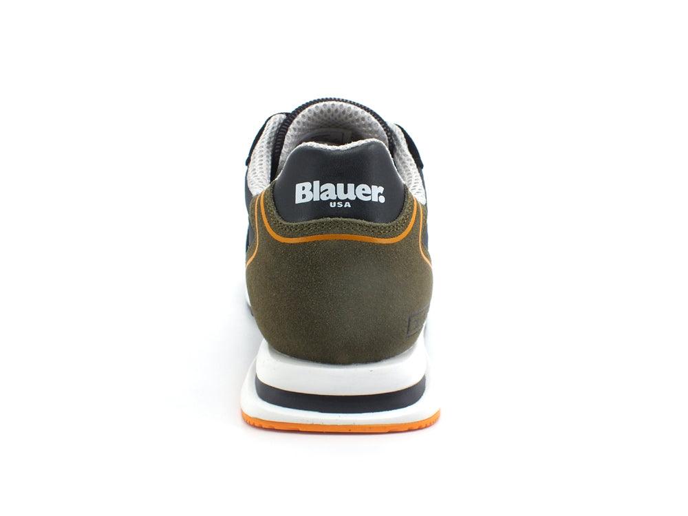 BLAUER Quartz 01 Sneaker Suede Nylon Black Green S2QUARTZ01 - Sandrini Calzature e Abbigliamento