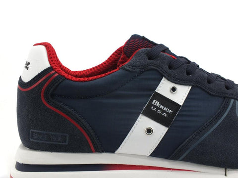 BLAUER Quartz 01 Sneaker Suede Nylon Navy Red S2QUARTZ01 - Sandrini Calzature e Abbigliamento