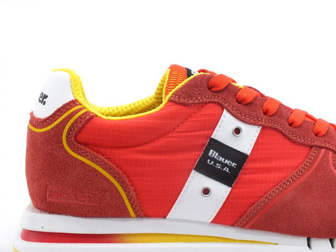 BLAUER Quartz 01 Sneaker Suede Nylon Red Yellow S2QUARTZ01 - Sandrini Calzature e Abbigliamento