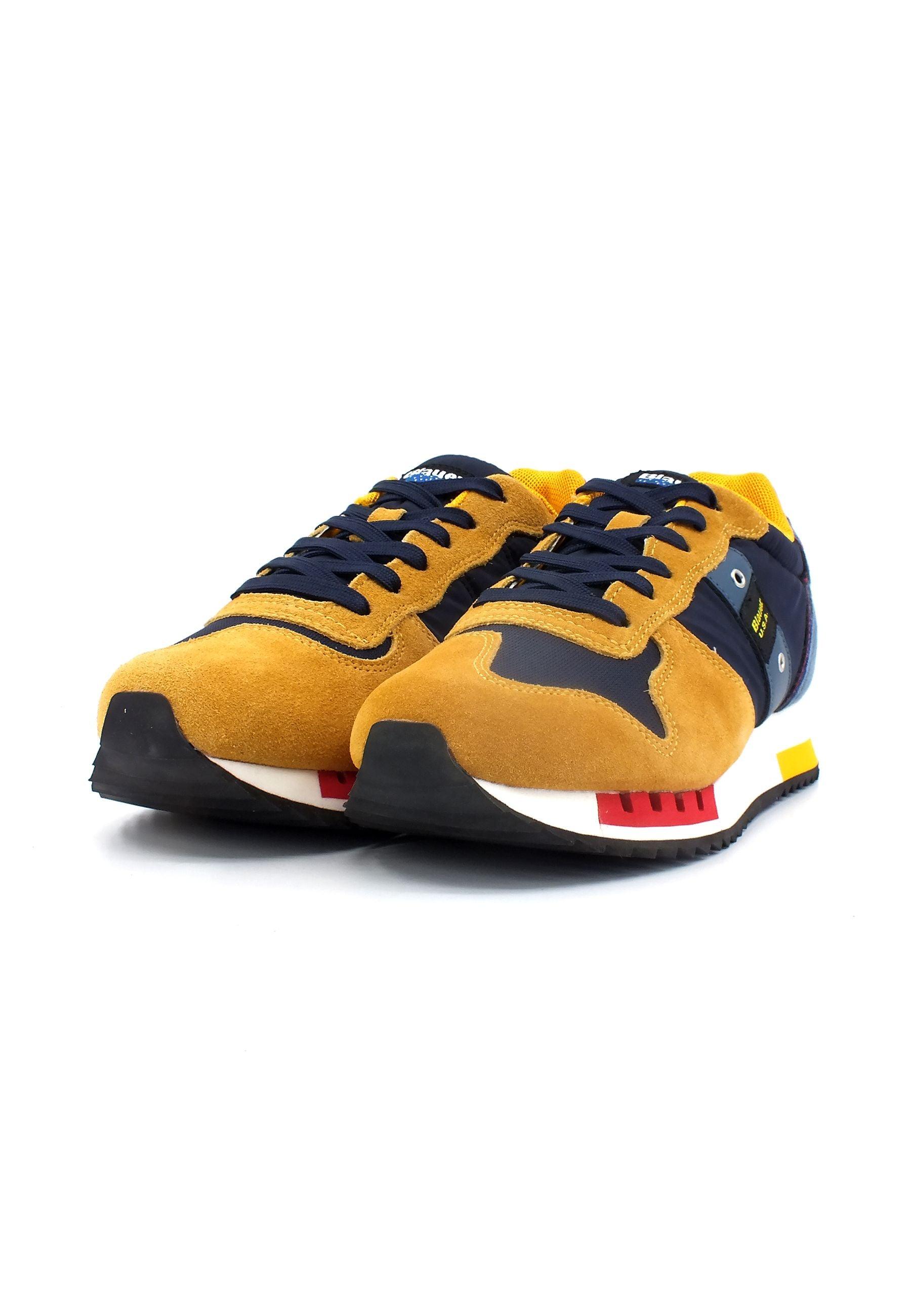 BLAUER Queens 01 Sneaker Uomo Yellow Navy S3QUEENSS01 - Sandrini Calzature e Abbigliamento