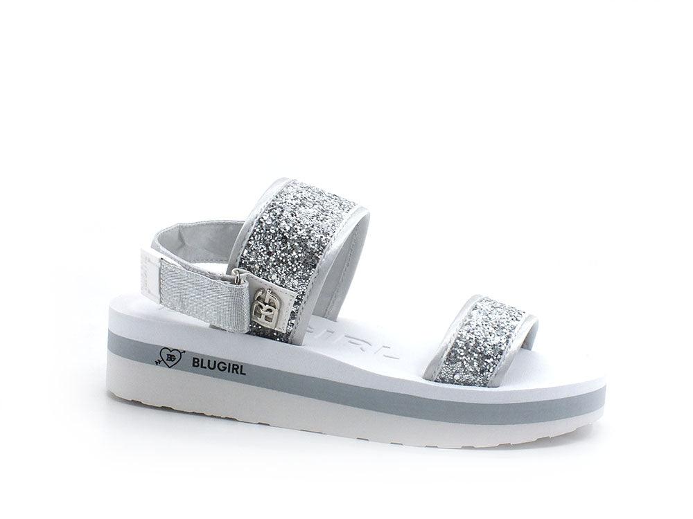 BLUGIRL Blumarine Lovely 03 Sandalo Glitter Bianco Silver 6A2507TX241 - Sandrini Calzature e Abbigliamento