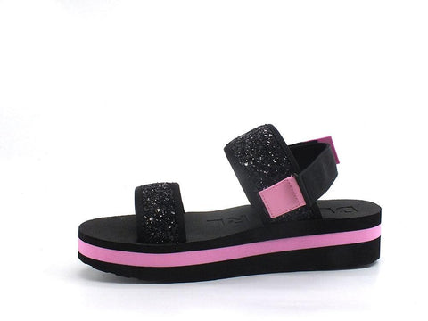 BLUGIRL Blumarine Lovely 03 Sandalo Glitter Black Pink Nero 6A2507TX241 - Sandrini Calzature e Abbigliamento