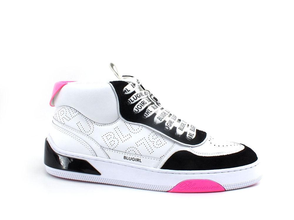 BLUGIRL Blumarine Wow 02 Sneaker Pelle White Pink Fluo 6A2511PX246 - Sandrini Calzature e Abbigliamento