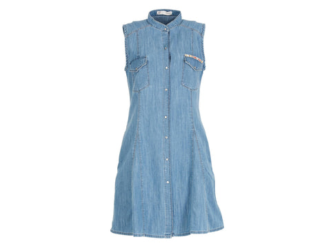 CAFENOIR Abito Jeans Svasato Senza Maniche Light Sky Blu JA0030 - Sandrini Calzature e Abbigliamento