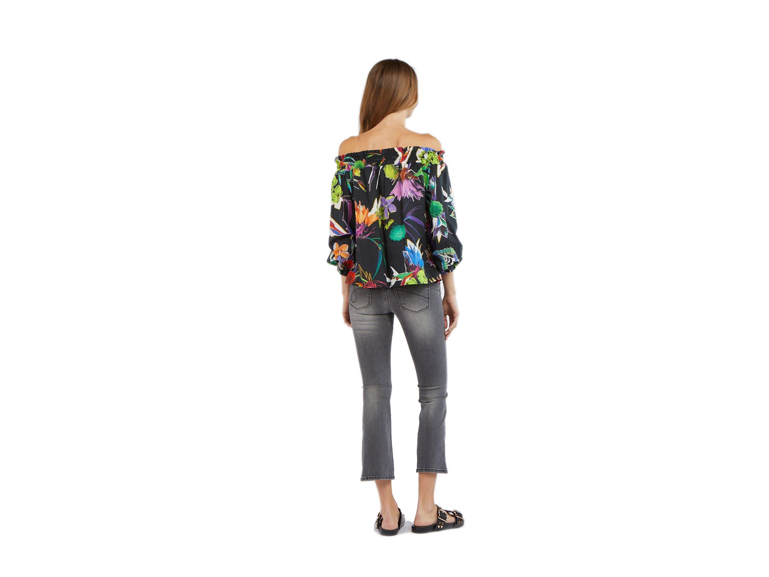 CAFENOIR Camicia Blusa Barchetta Floreale Fiore Haway Nero JC0022 - Sandrini Calzature e Abbigliamento