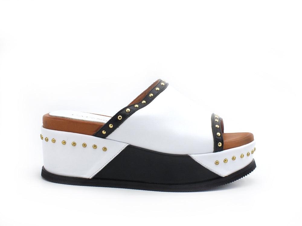 CAFENOIR Ciabatta Platform Fascia Borchie Bianco HH1360 - Sandrini Calzature e Abbigliamento