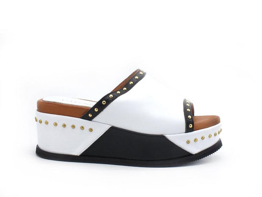 CAFENOIR Ciabatta Platform Fascia Borchie Bianco HH1360 - Sandrini Calzature e Abbigliamento
