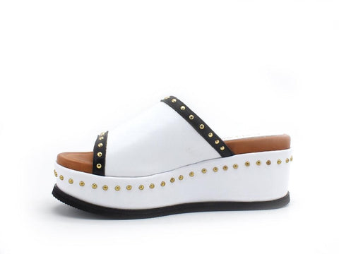 CAFENOIR Ciabatta Platform Fascia Borchie Bianco HH1360 - Sandrini Calzature e Abbigliamento