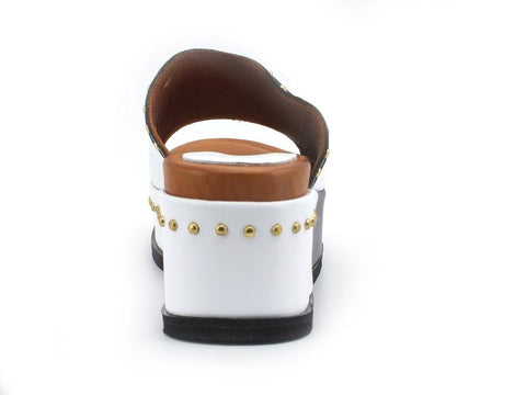 CAFENOIR Ciabatta Platform Fascia Borchie Bianco HH1360 - Sandrini Calzature e Abbigliamento