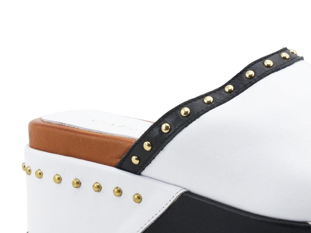 CAFENOIR Ciabatta Platform Fascia Borchie Bianco HH1360 - Sandrini Calzature e Abbigliamento