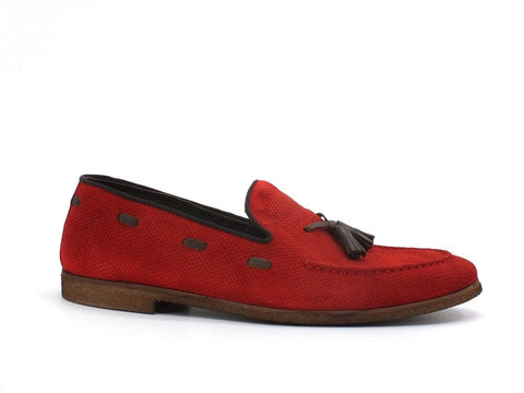 CAFENOIR Mocassino Nabuk Traforato Pelle Rosso RE6210 - Sandrini Calzature e Abbigliamento