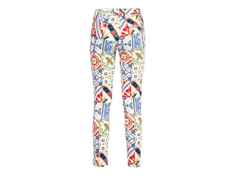 CAFENOIR Pantalone Sigaretta Fantasia Floreale Maiolica JP0032 - Sandrini Calzature e Abbigliamento