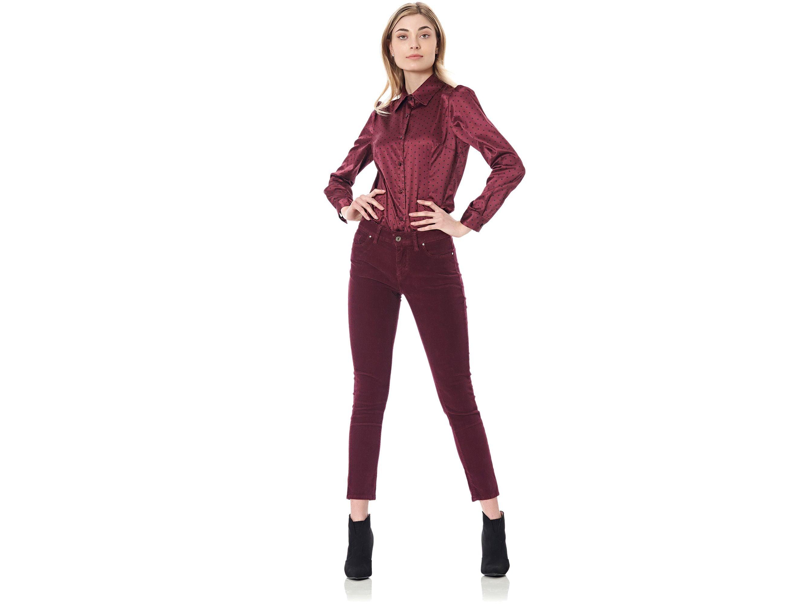 CAFENOIR Pantaloni Lunghi 5 Tasche Skinny Velluto Bordeaux Vino JP0022 - Sandrini Calzature e Abbigliamento