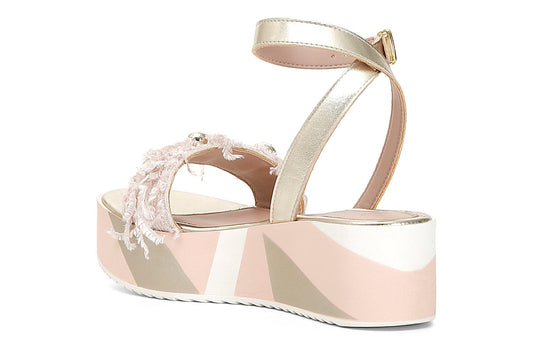 CAFENOIR SANDALINO SCHIAVA IN PELLE E TESSUTO SU ZEPPA - Sandrini Calzature e Abbigliamento