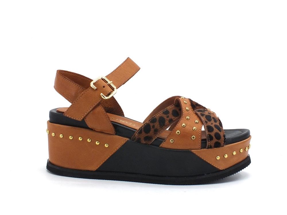 CAFENOIR Sandalo Borchie Intreccio Maculato Cuoio HH1390 - Sandrini Calzature e Abbigliamento