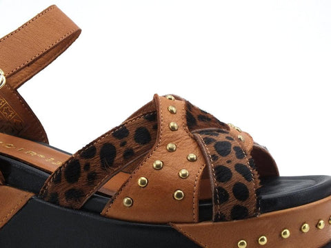 CAFENOIR Sandalo Borchie Intreccio Maculato Cuoio HH1390 - Sandrini Calzature e Abbigliamento