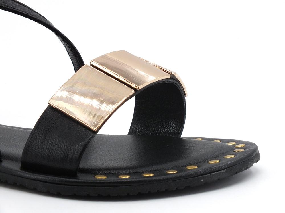 CAFENOIR Sandalo Borchie Oro Nero GL1030 - Sandrini Calzature e Abbigliamento