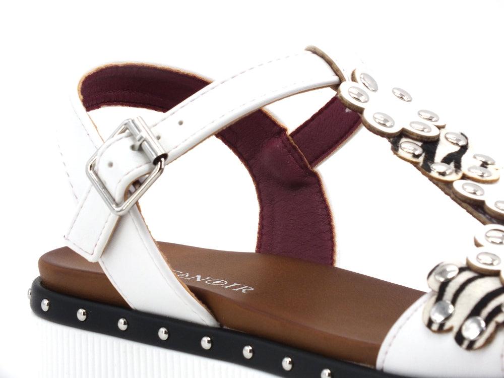 CAFENOIR Sandalo Fiori Borchie Bianco Nero GC9330 - Sandrini Calzature e Abbigliamento