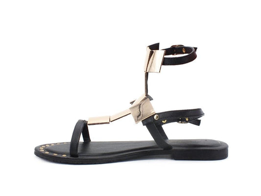 CAFENOIR Sandalo Gladiator Borchie Oro Nero GL1020 - Sandrini Calzature e Abbigliamento