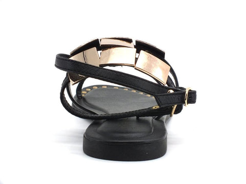 CAFENOIR Sandalo Gladiator Borchie Oro Nero GL1020 - Sandrini Calzature e Abbigliamento