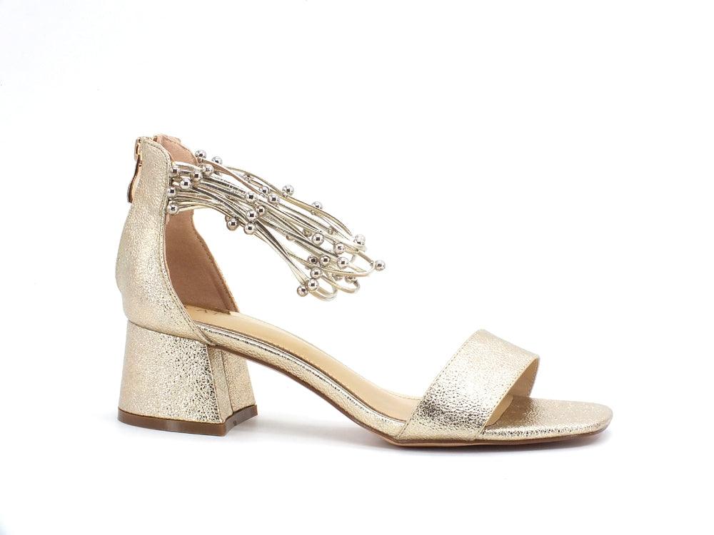 CAFENOIR Sandalo Laminato Tacco Oro Platino LB9170 - Sandrini Calzature e Abbigliamento