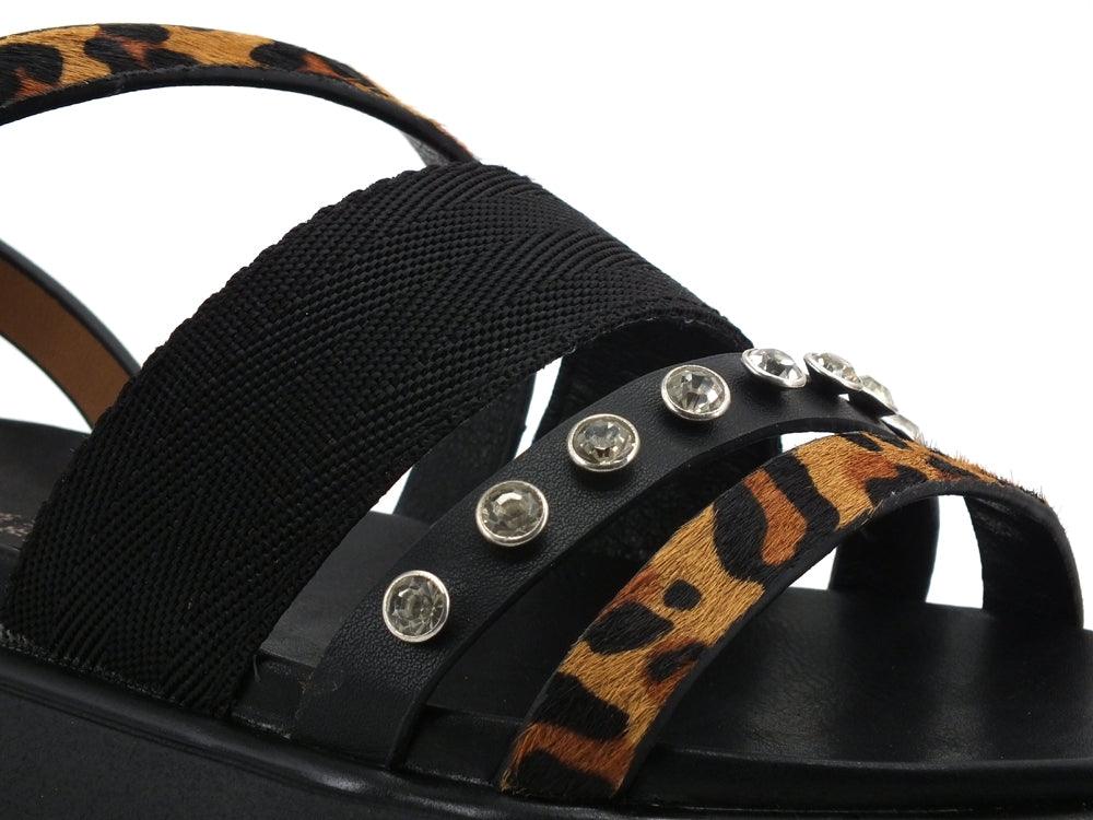 CAFENOIR Sandalo Platform Listini Pietre Leopard Nero Maculato HL9370 - Sandrini Calzature e Abbigliamento