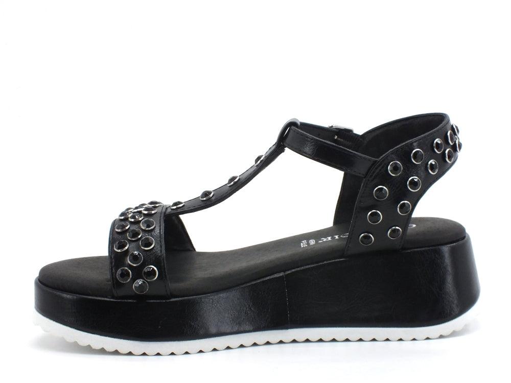 CAFENOIR Sandalo Zeppa Borchie Nero GHB948 - Sandrini Calzature e Abbigliamento