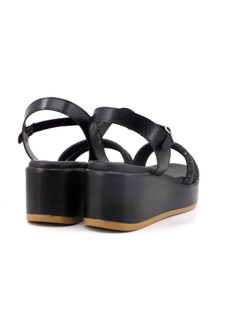 CAFENOIR Sandalo Zeppa Donna Nero HB9051 - Sandrini Calzature e Abbigliamento