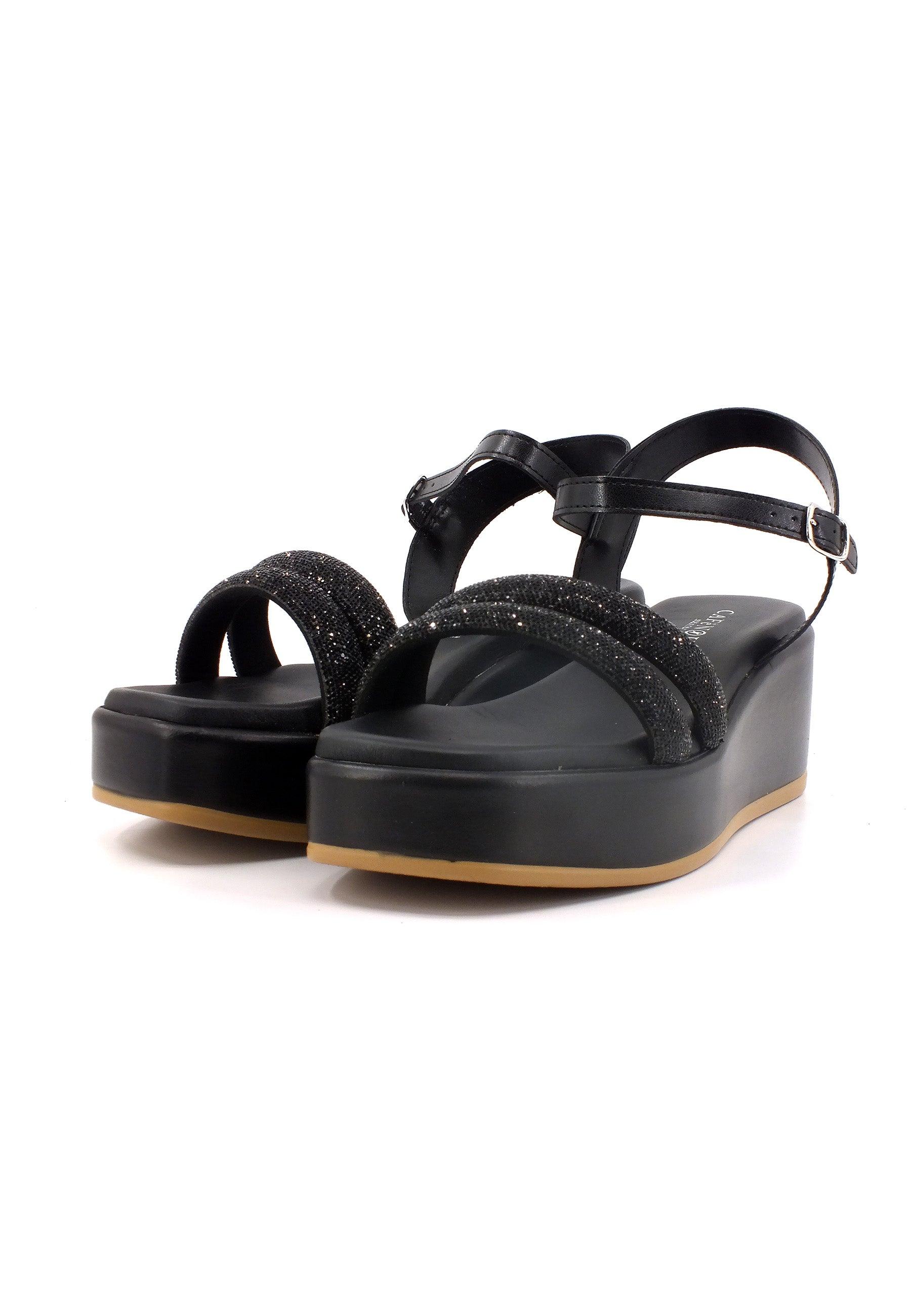 CAFENOIR Sandalo Zeppa Donna Nero HB9051 - Sandrini Calzature e Abbigliamento