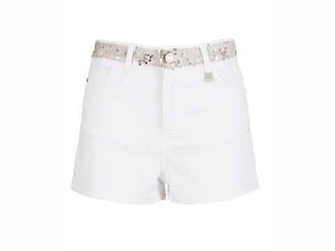 CAFENOIR Shorts Pailettes Bianco JJ6320 - Sandrini Calzature e Abbigliamento