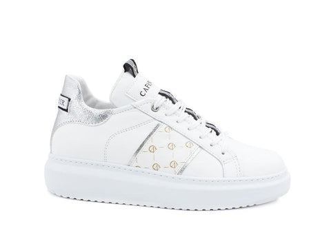 CAFENOIR Sneaker Banda Inserto Lamè Bianco DE1350 - Sandrini Calzature e Abbigliamento