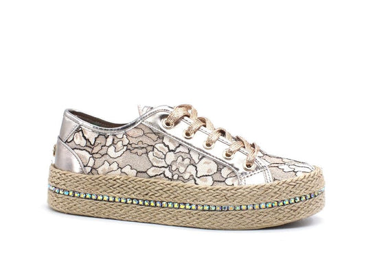 CAFENOIR Sneaker Fascia Corda Pizzo Glitter Cipria DG9520 - Sandrini Calzature e Abbigliamento
