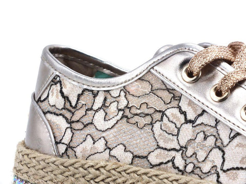 CAFENOIR Sneaker Fascia Corda Pizzo Glitter Cipria DG9520 - Sandrini Calzature e Abbigliamento