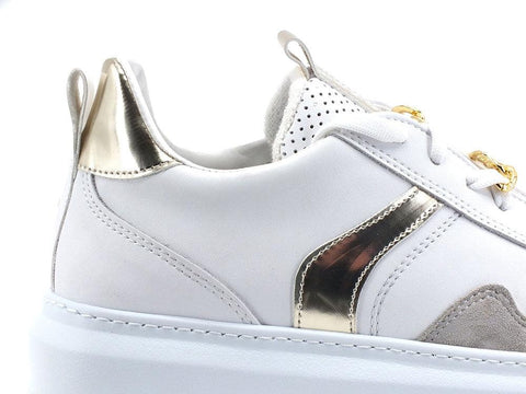 CAFENOIR Sneaker Platform Metal Bianco Oro DE1520 - Sandrini Calzature e Abbigliamento