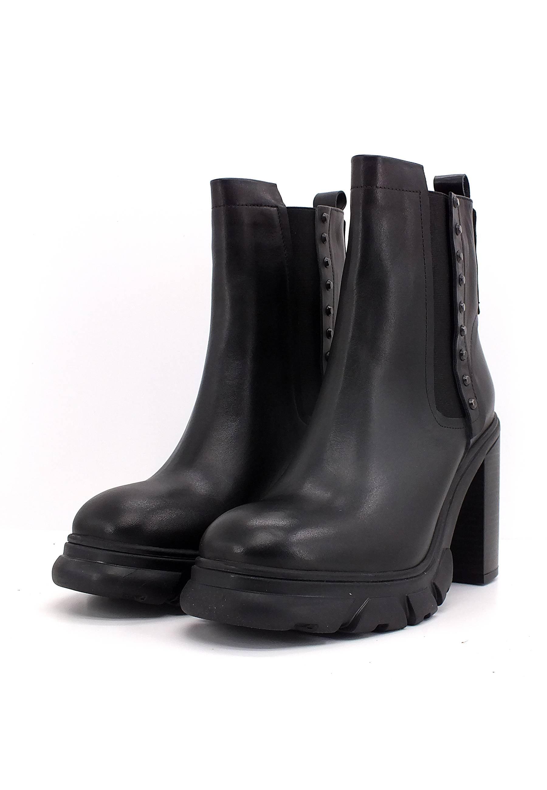 CAFENOIR Stivaletto Tacco Largo Borchiette Donna Nero HA1240 - Sandrini Calzature e Abbigliamento