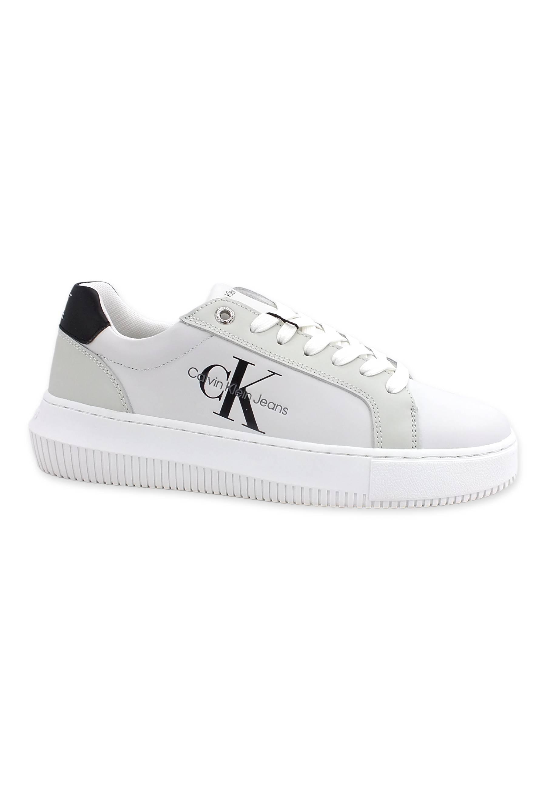 CALVIN KLEIN Chunky Cupsole Sneaker Donna White Grey Black YW0YW00823 - Sandrini Calzature e Abbigliamento