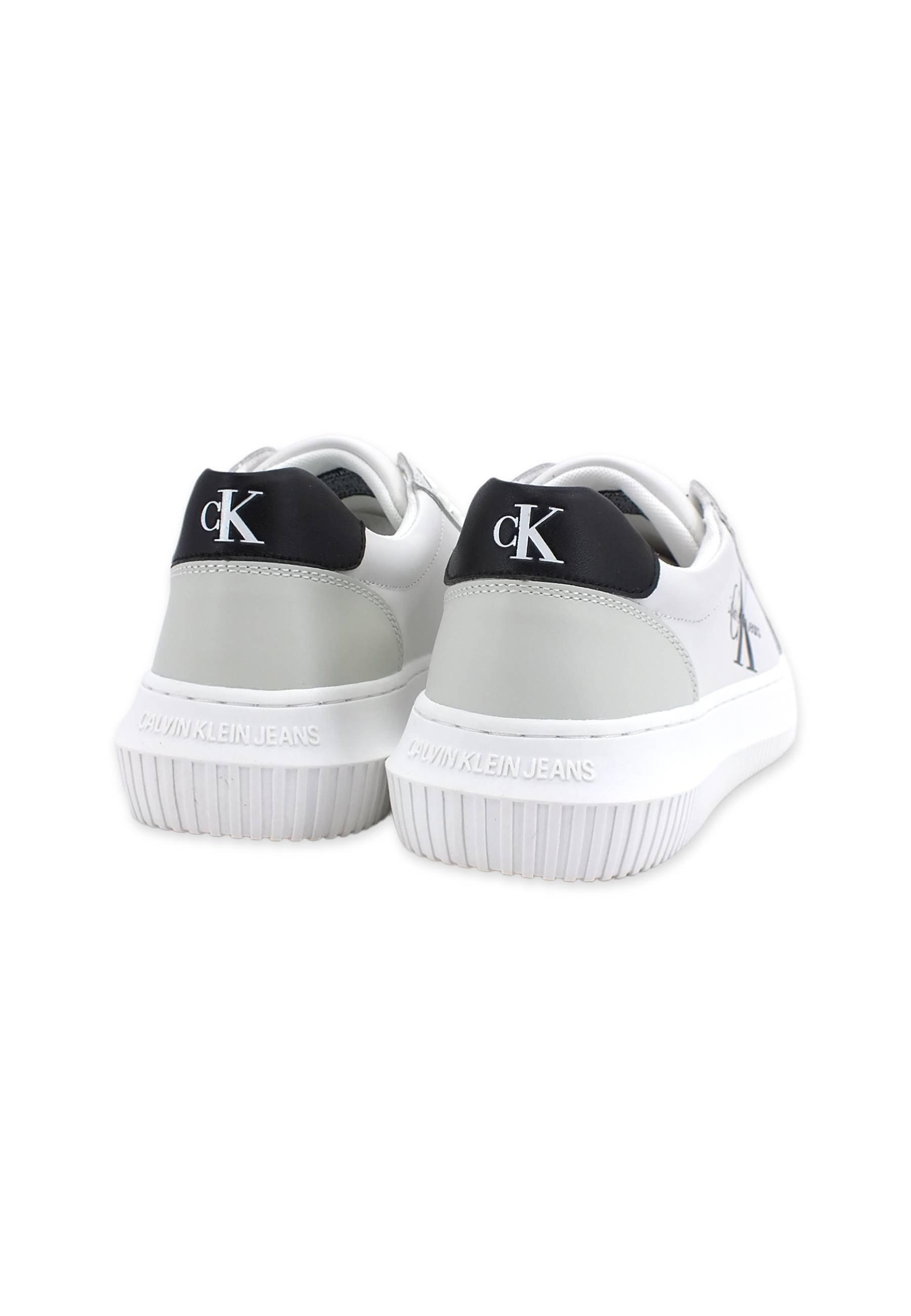 CALVIN KLEIN Chunky Cupsole Sneaker Donna White Grey Black YW0YW00823 - Sandrini Calzature e Abbigliamento