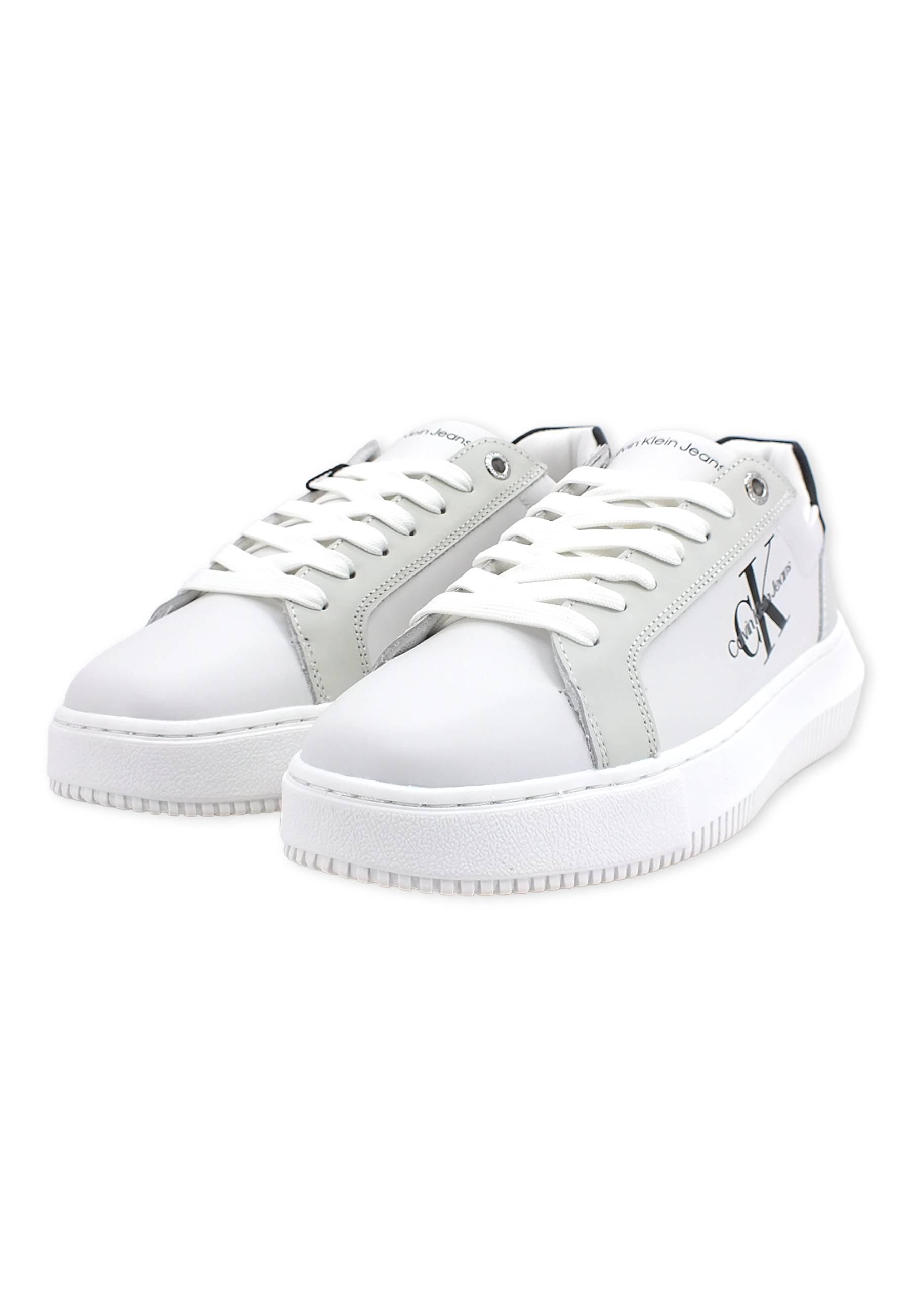 CALVIN KLEIN Chunky Cupsole Sneaker Donna White Grey Black YW0YW00823 - Sandrini Calzature e Abbigliamento