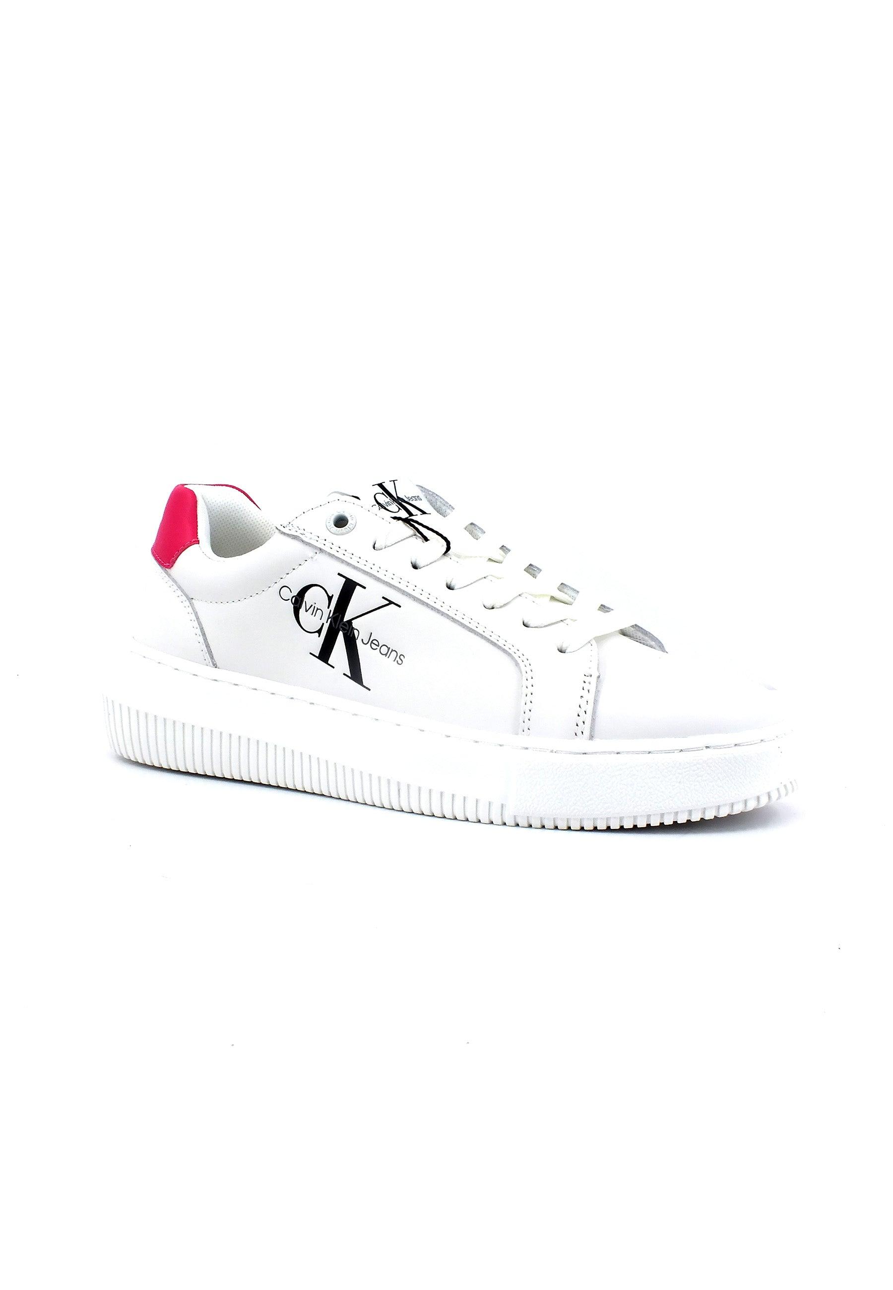 CALVIN KLEIN Chunky Cupsole Sneaker Donna White Raspberry Sorbet YW0YW00823 - Sandrini Calzature e Abbigliamento