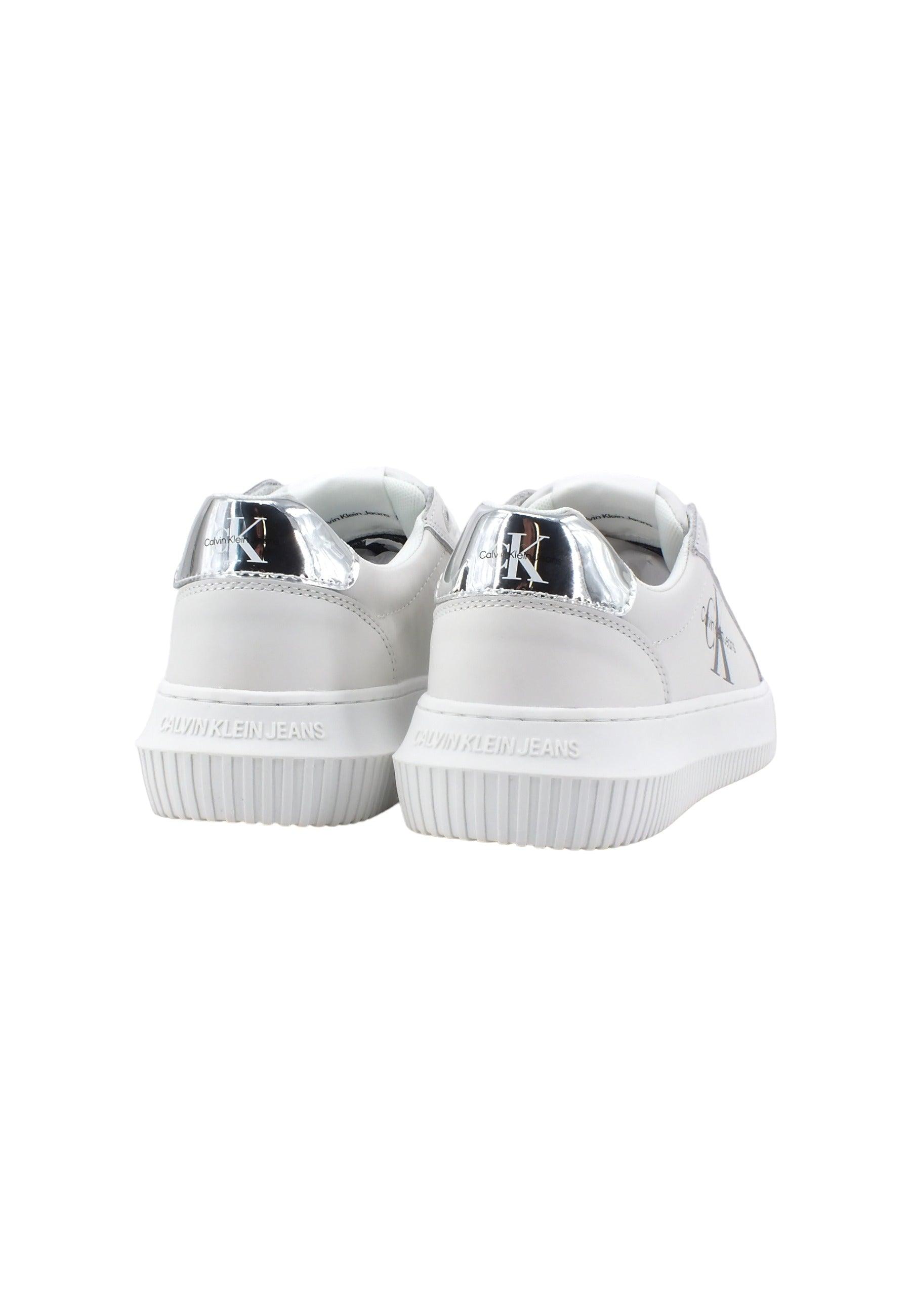 CALVIN KLEIN Chunky Cupsole Sneaker Donna White Silver YW0YW01224 - Sandrini Calzature e Abbigliamento